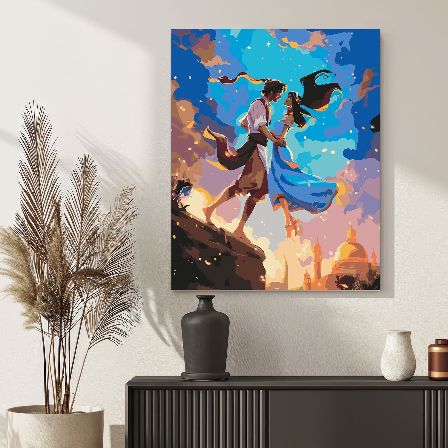 Obraz Po Numerach „Aladyn i Lampa Dżina” – Malování podle čísel, umělecká sada, DIY dárek