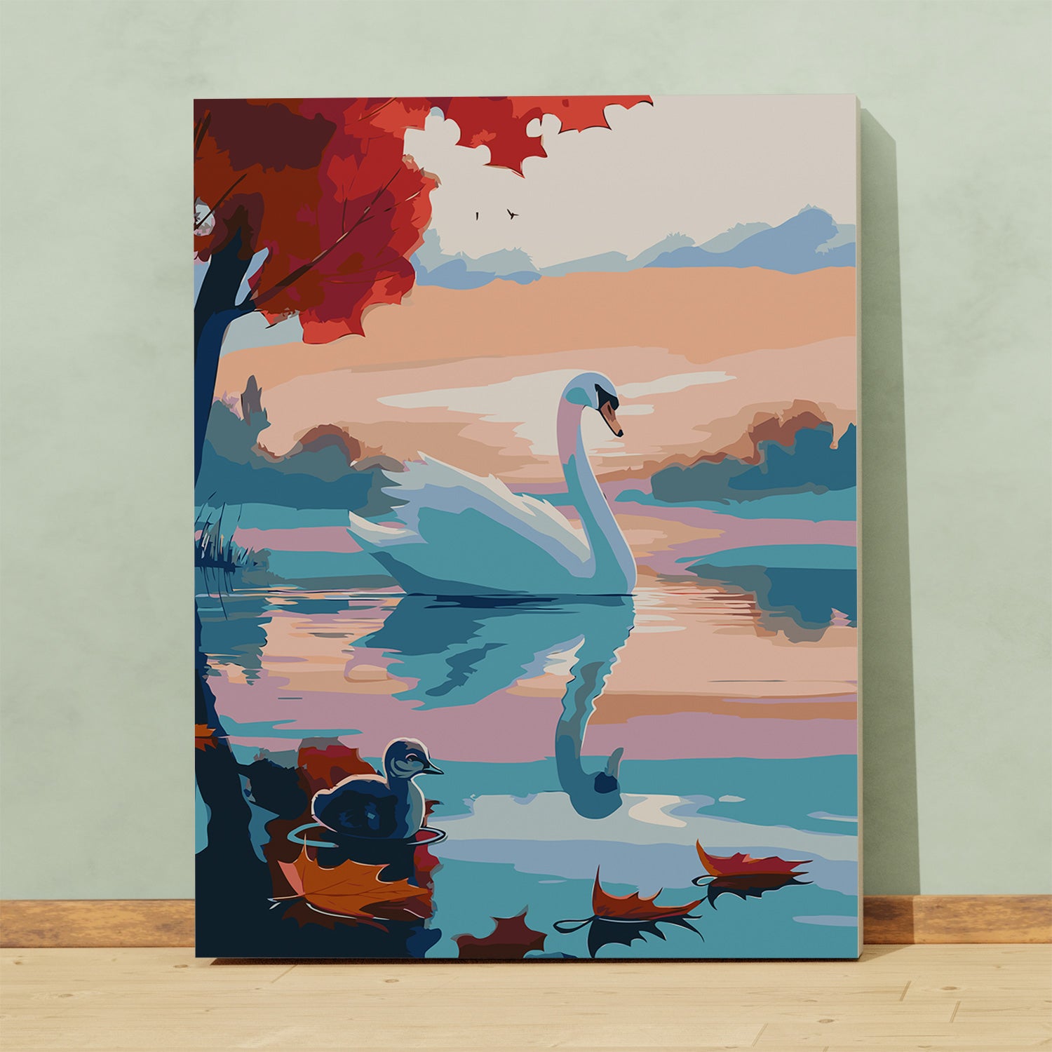 Obraz Po Numerach „Ošklivé káčátko” – Pohádkový labuť na jezeře