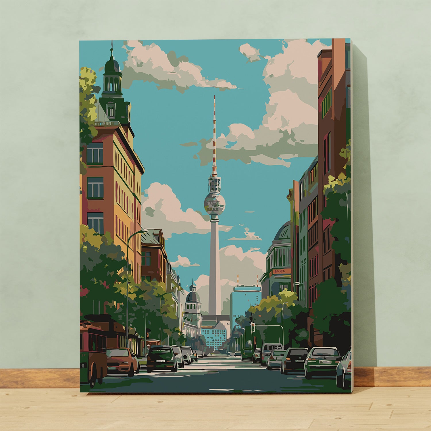 Obraz Po Numerach „Berlín – televizní věž a Alexanderplatz“ – moderní městská krajina