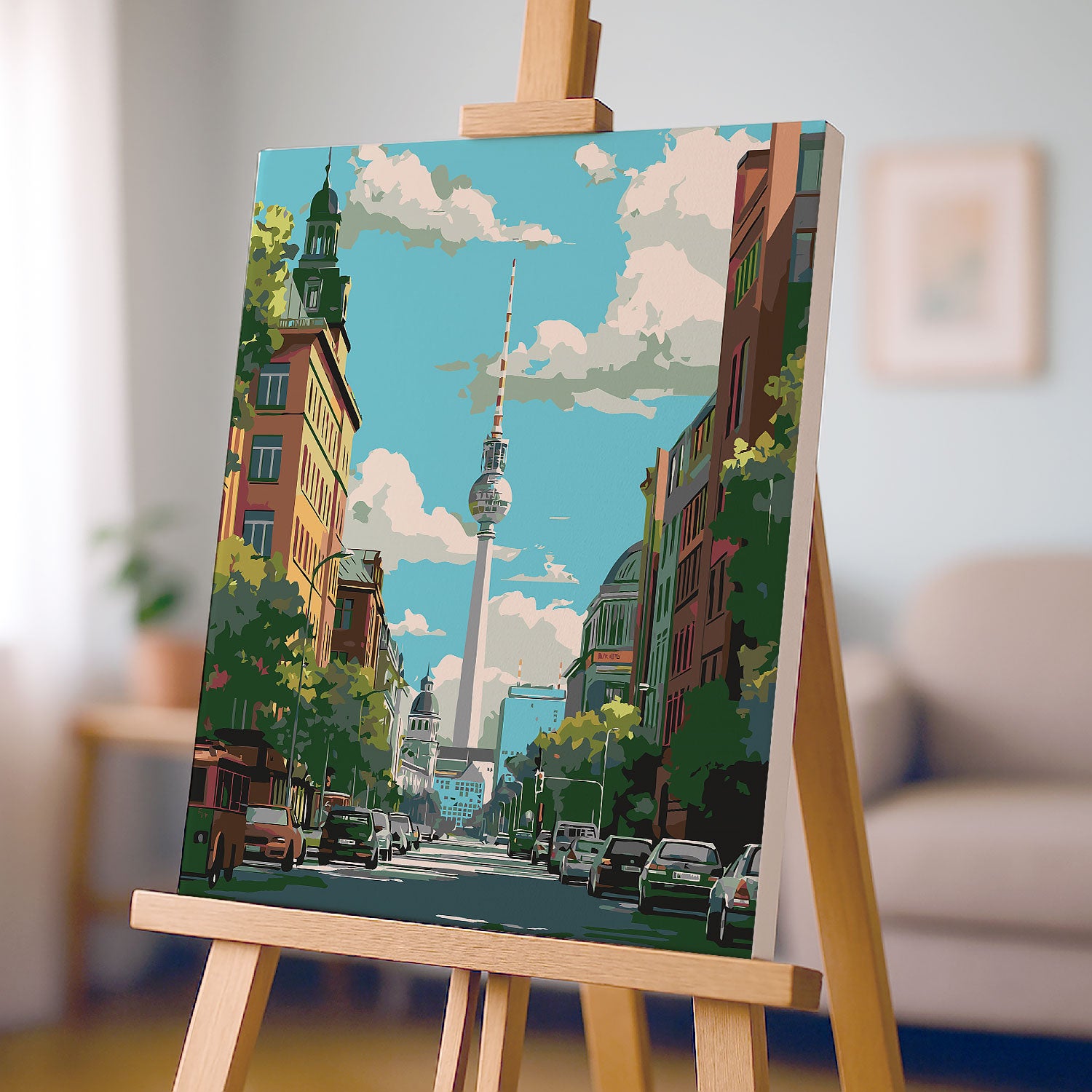 Obraz Po Numerach „Berlín – televizní věž a Alexanderplatz“ – moderní městská krajina