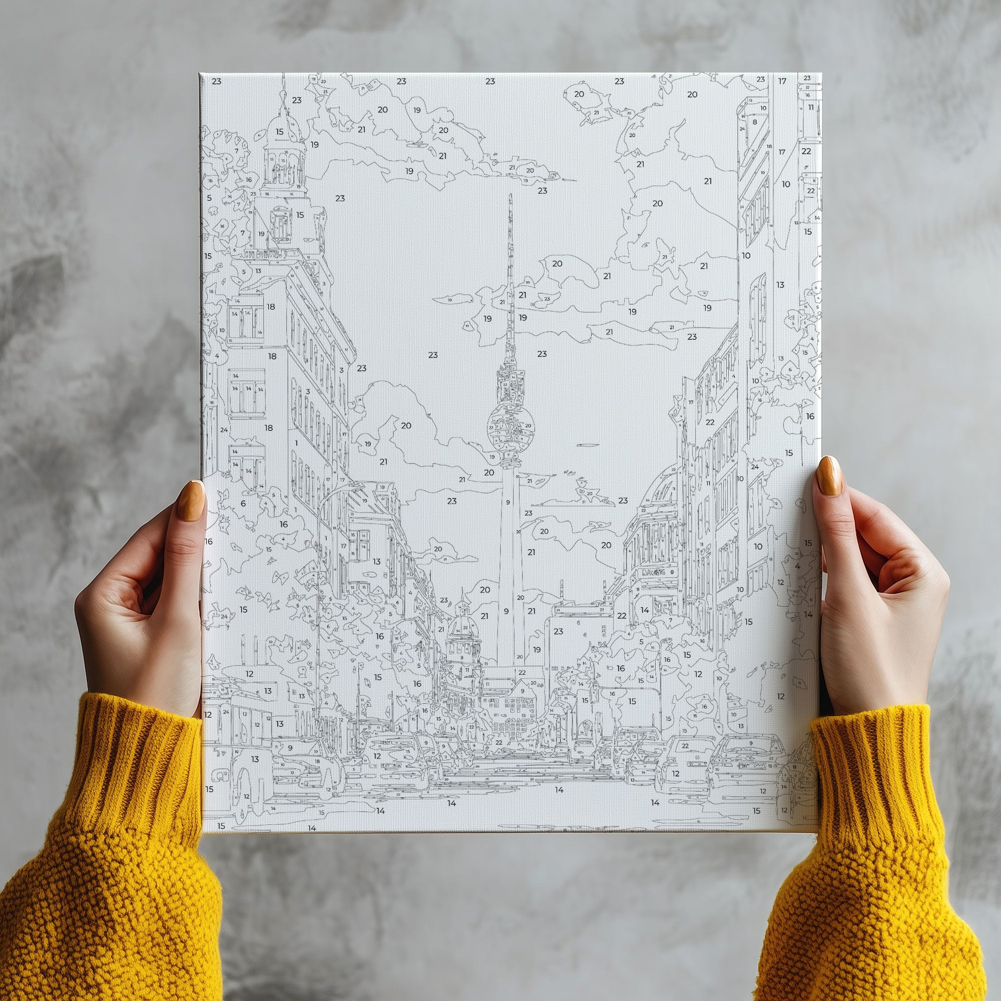 Obraz Po Numerach „Berlín – televizní věž a Alexanderplatz“ – moderní městská krajina