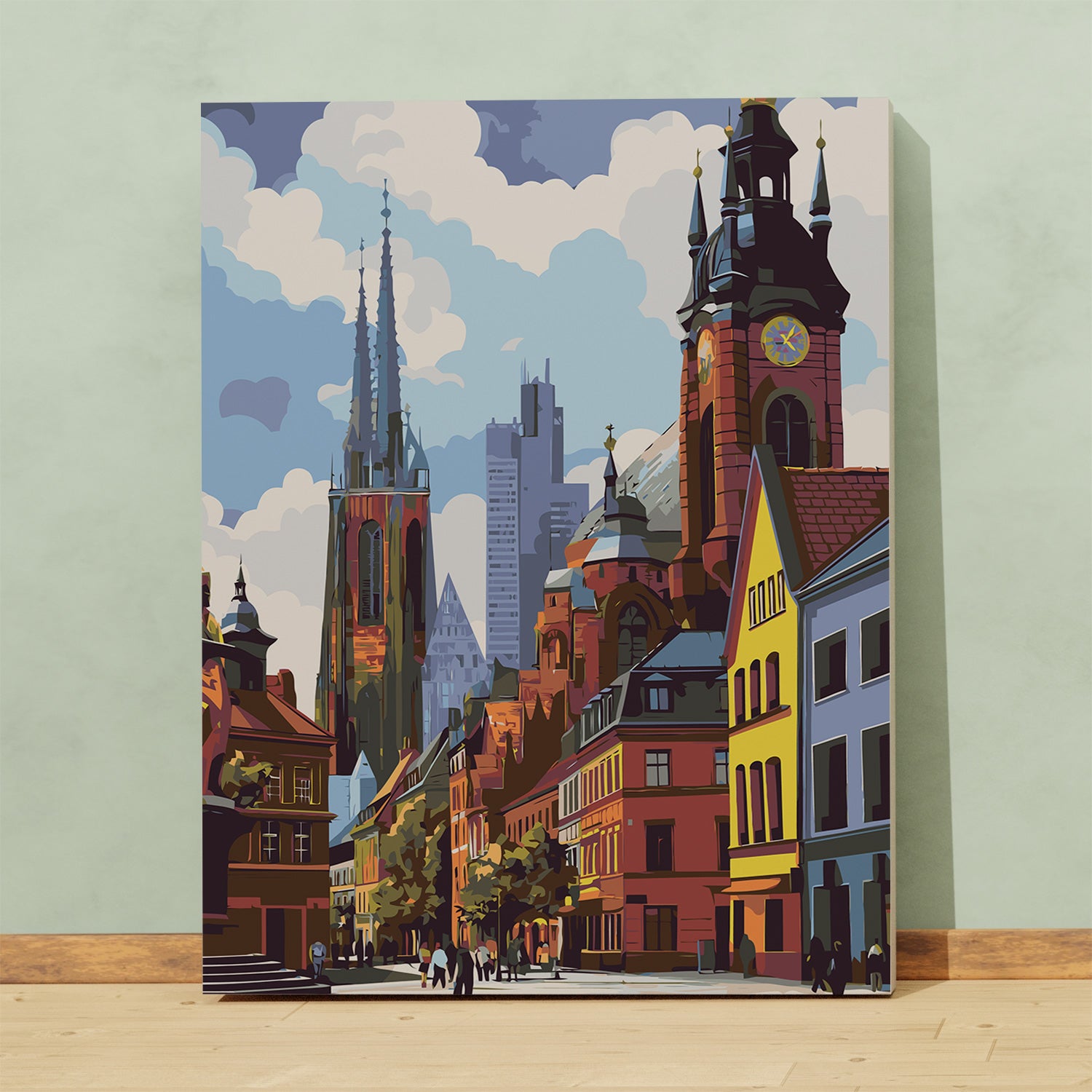 Obraz Po Numerach „Evropské Staré Město s katedrálou a radnicí”