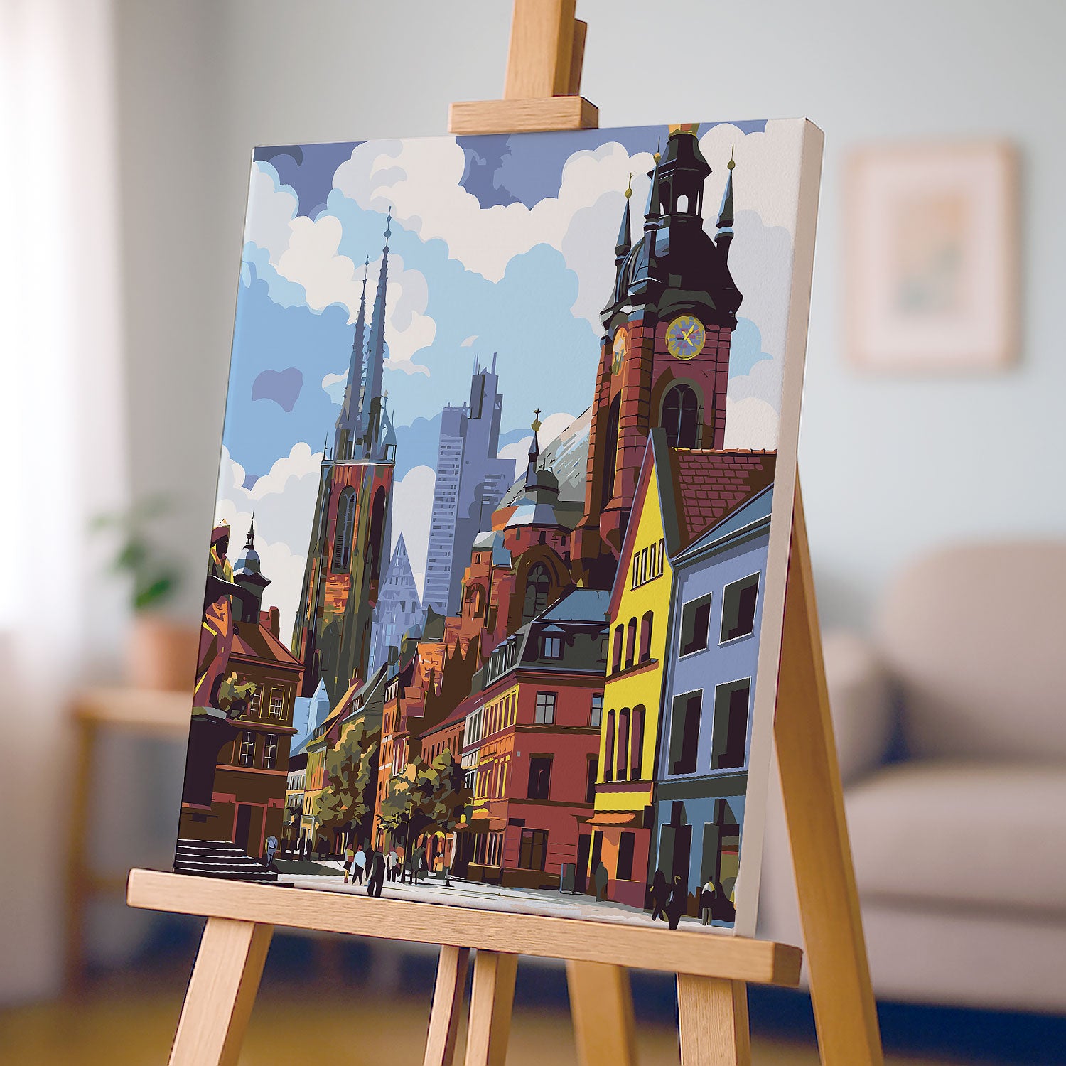 Obraz Po Numerach „Evropské Staré Město s katedrálou a radnicí”