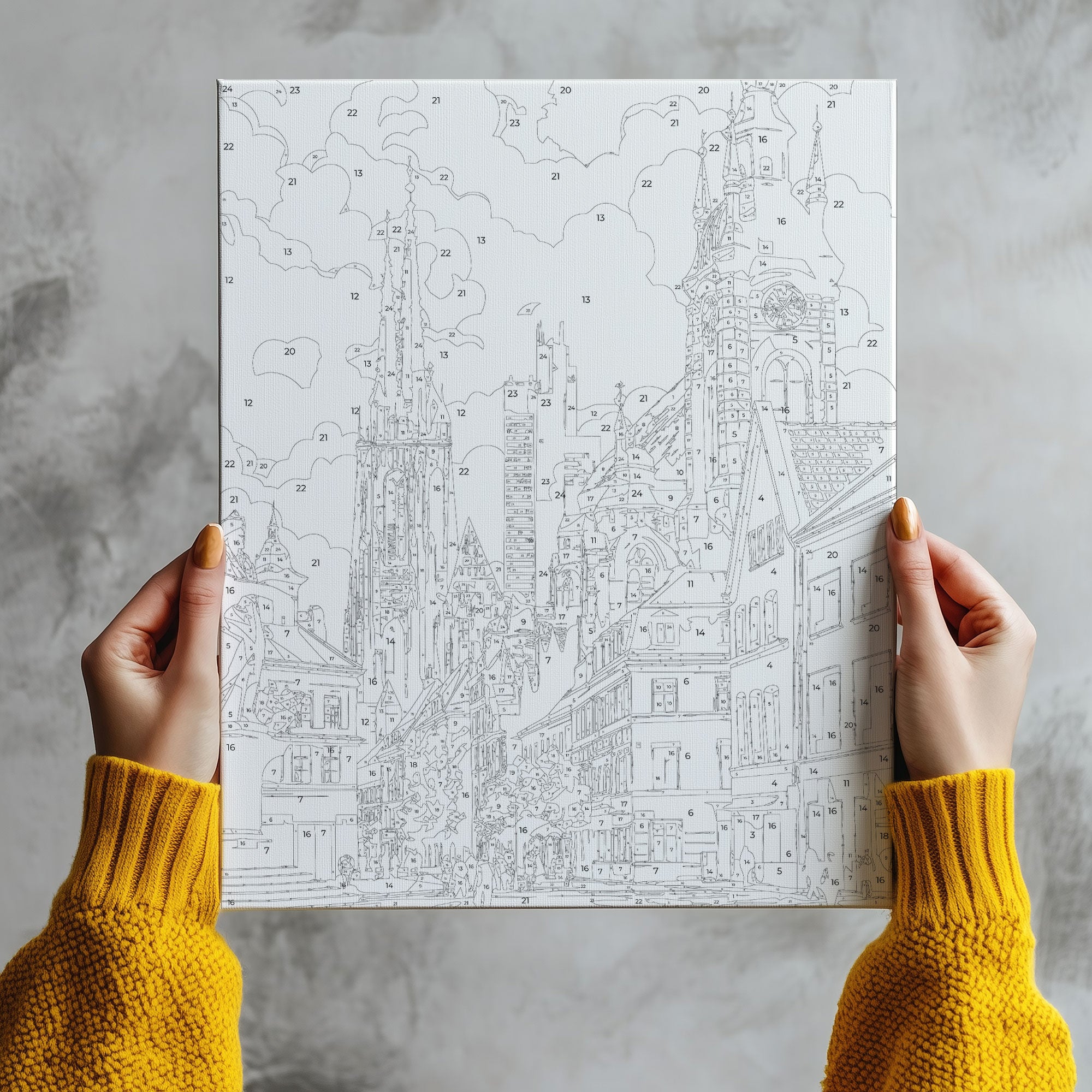 Obraz Po Numerach „Evropské Staré Město s katedrálou a radnicí”