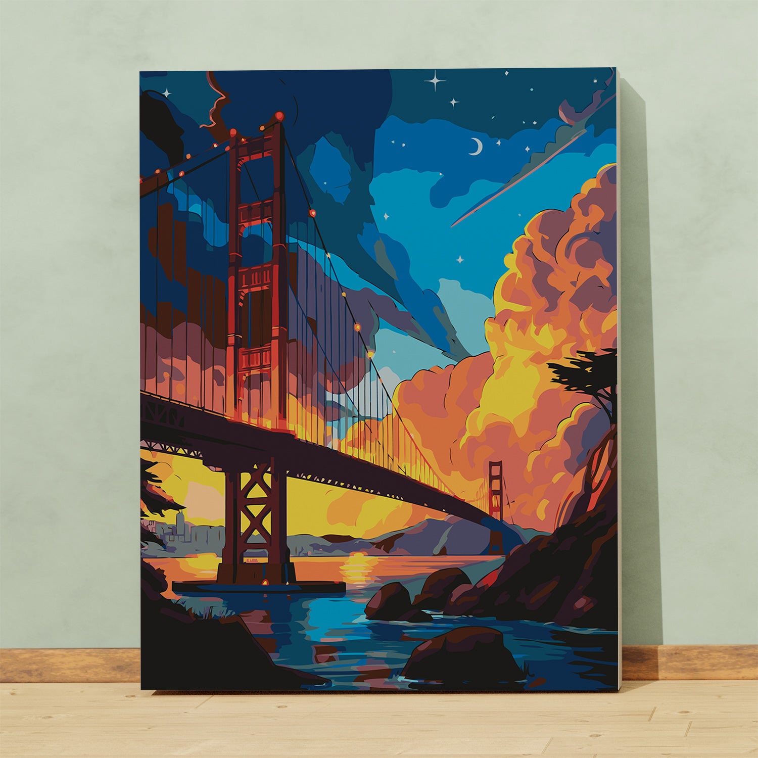 Obraz Po Numerach „Golden Gate Bridge o Zachodzie Słońca”