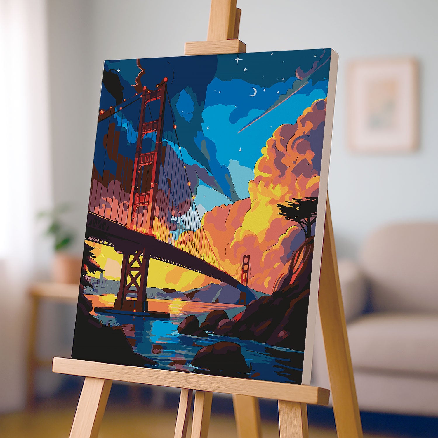 Obraz Po Numerach „Golden Gate Bridge o Zachodzie Słońca”