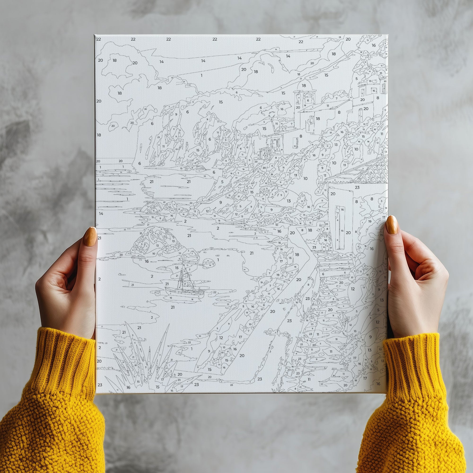 Obraz Po Numerach „Středomořské pobřeží s bílými domy”