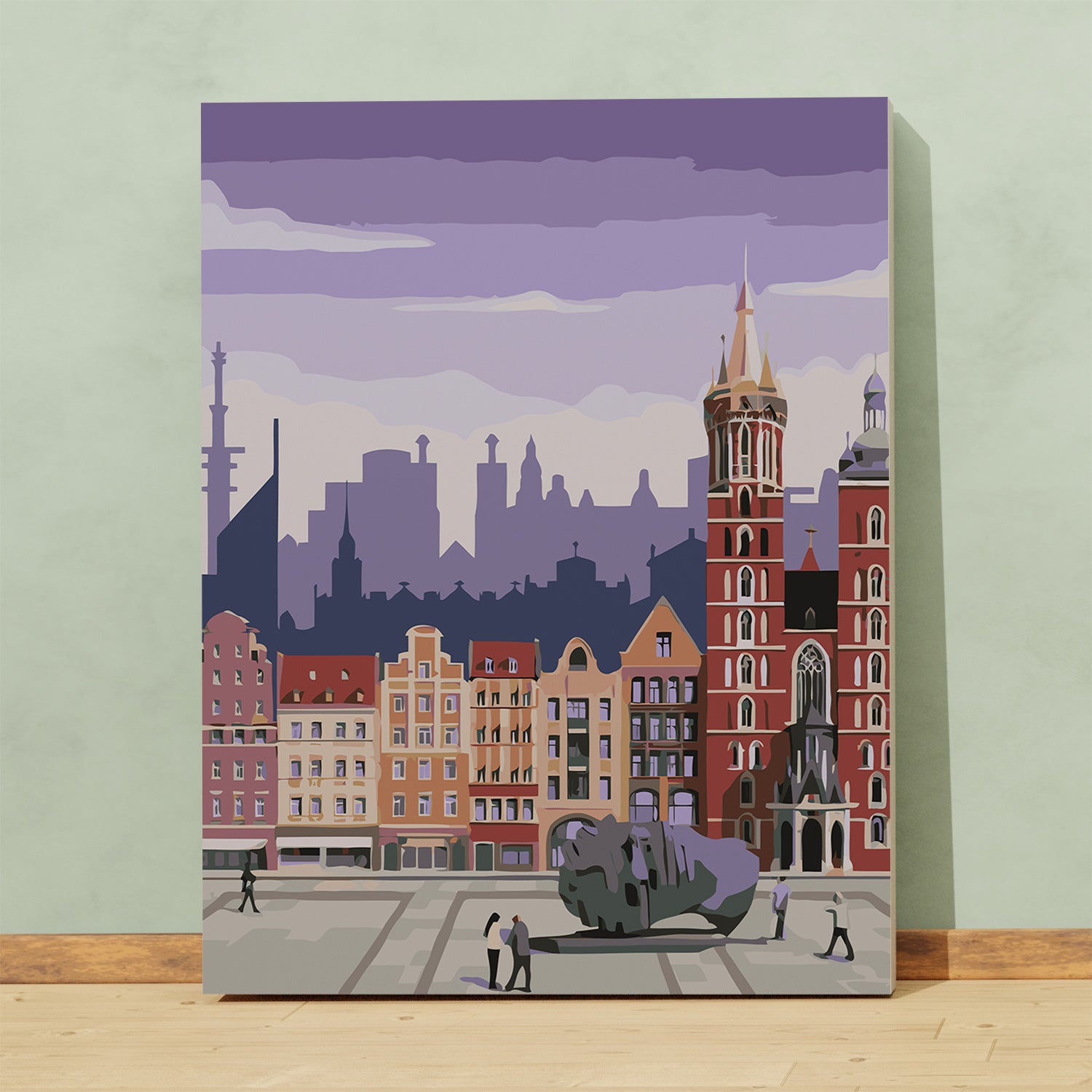 Obraz Po Numerach „Kraków Rynek Główny z Kościołem Mariackim” (Obraz Po Numerach „Krakov, hlavní náměstí s Mariánským kostelem”)