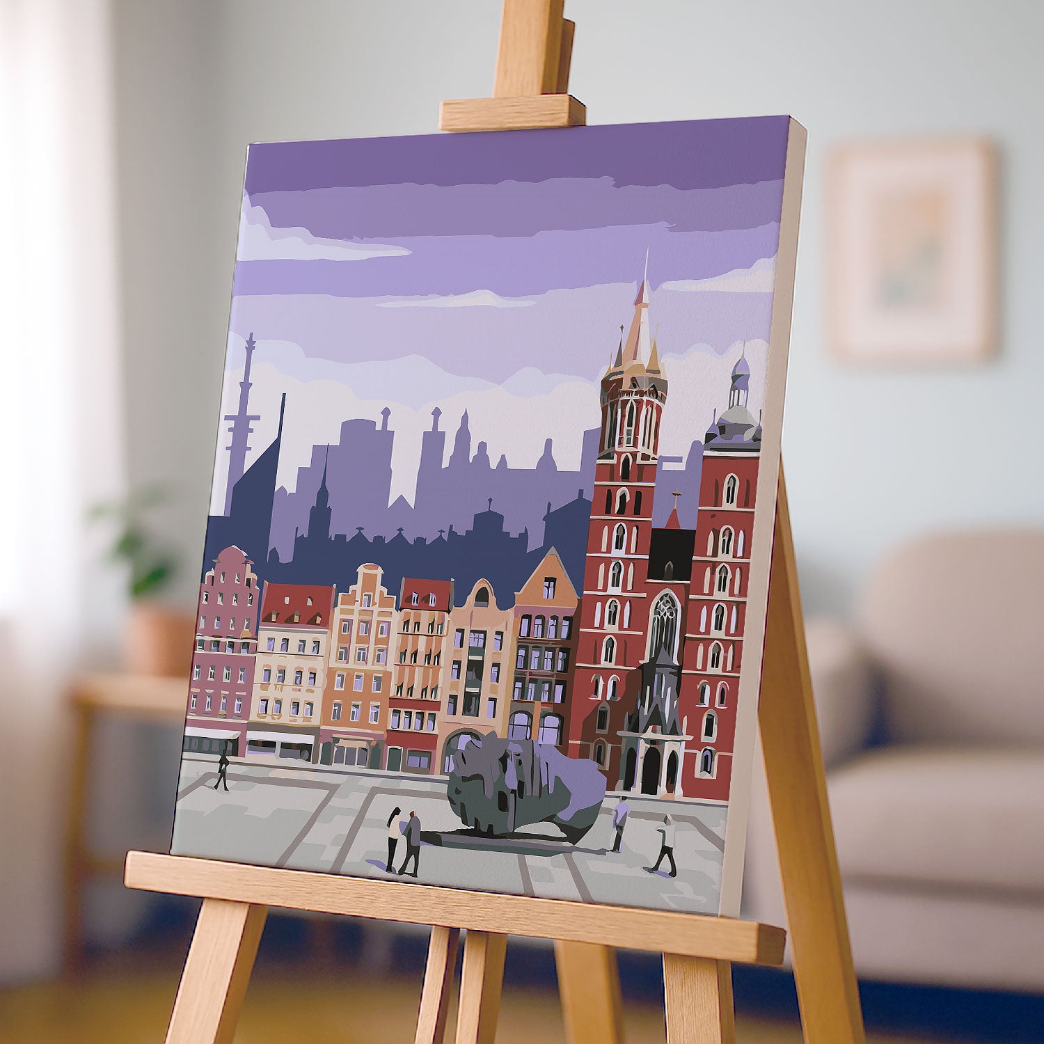 Obraz Po Numerach „Kraków Rynek Główny z Kościołem Mariackim” (Obraz Po Numerach „Krakov, hlavní náměstí s Mariánským kostelem”)