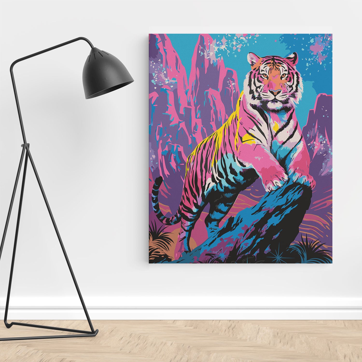 Obraz Po Numerach „Neonový tygr“ – Malování podle čísel, pop-art a dravá elegance