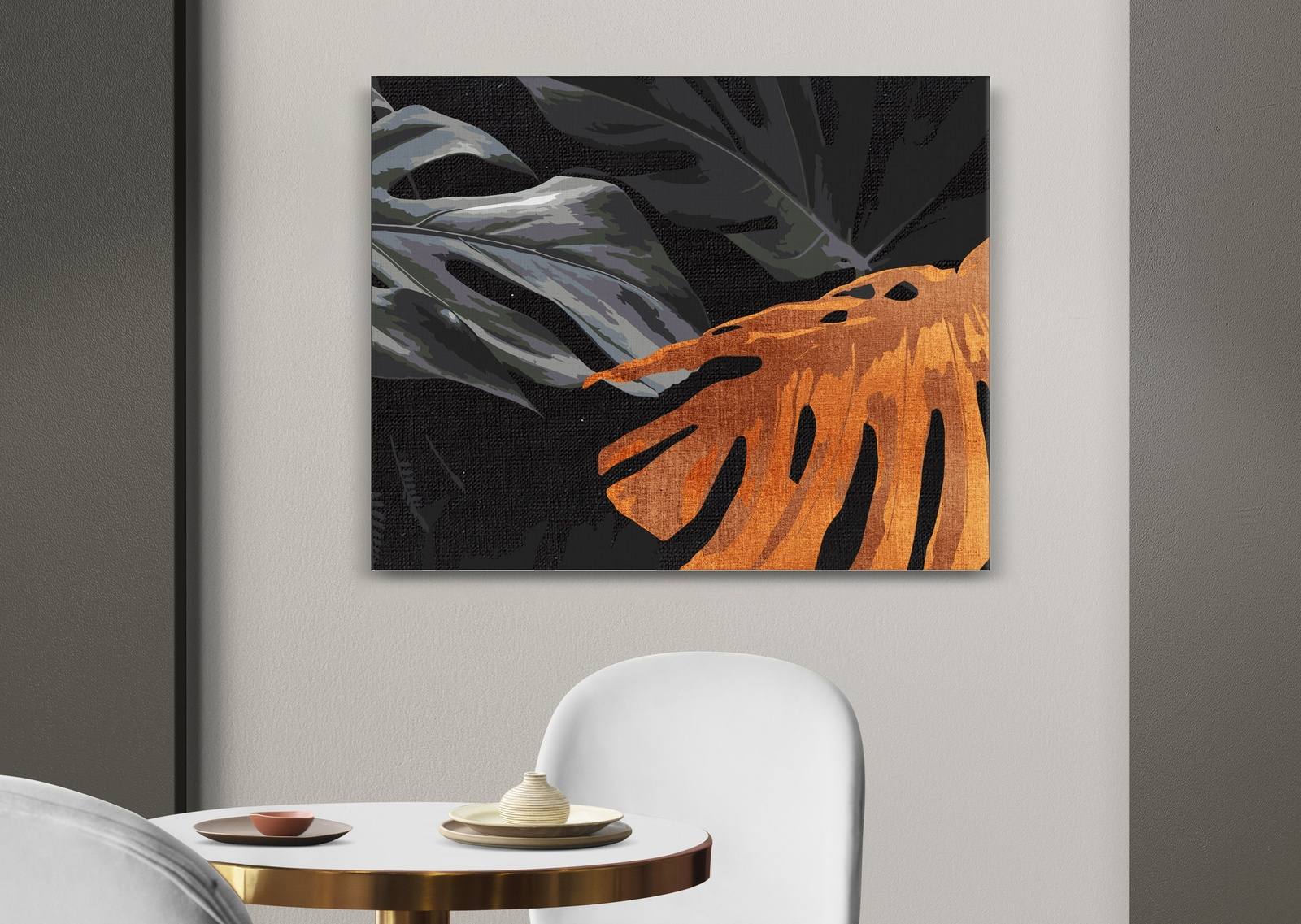 Monstera Black Background Leaves (Ch0653)